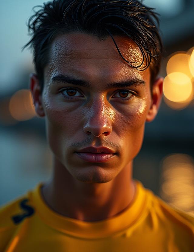 Close up of a focused marathon runner in South Yarra preparing for a race